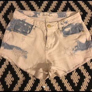 Acid wash high waist shorts